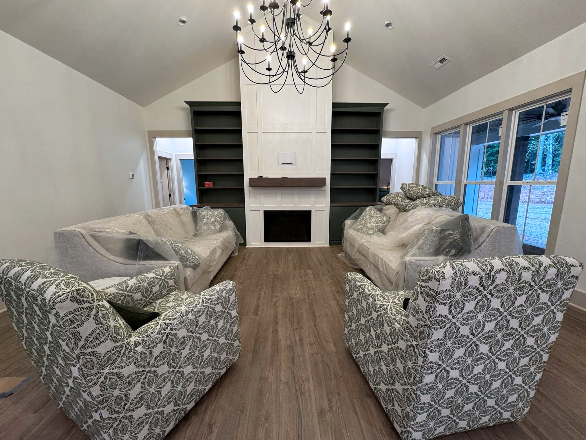 Modern Farmhouse Plan 041-00216 living room interior — open-concept main floor