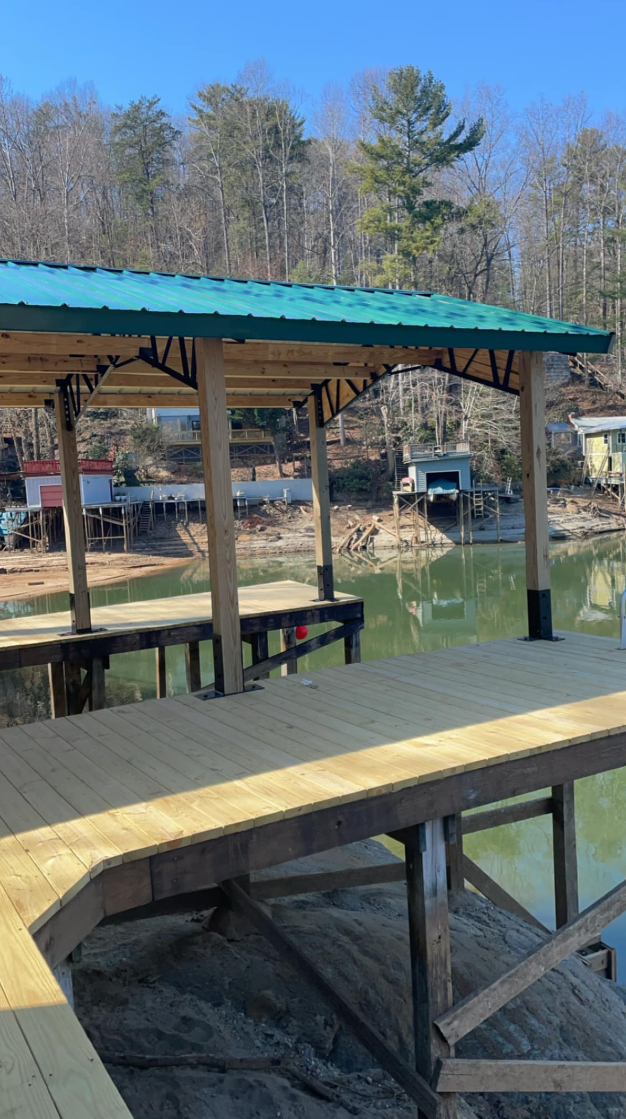 Covered steel-roof boat dock
